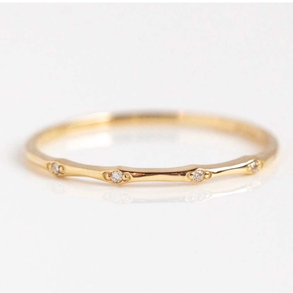 Local Eclectic Solid Gold Textured Diamond Band - Size 11